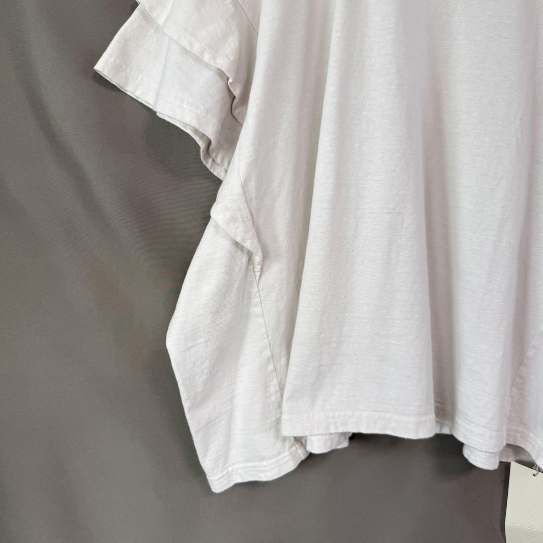 nest Robe 天然染め天竺ラッフルTシャツ 半袖 白 フリー フリル袖 nest Robe 天然染め天竺ラッフルTシャツ 半袖 白 フリー フリル