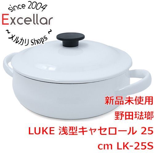 bn:5] 野田琺瑯 LUKE 浅型キャセロール 25cm LK-25S ホワイト - 家電