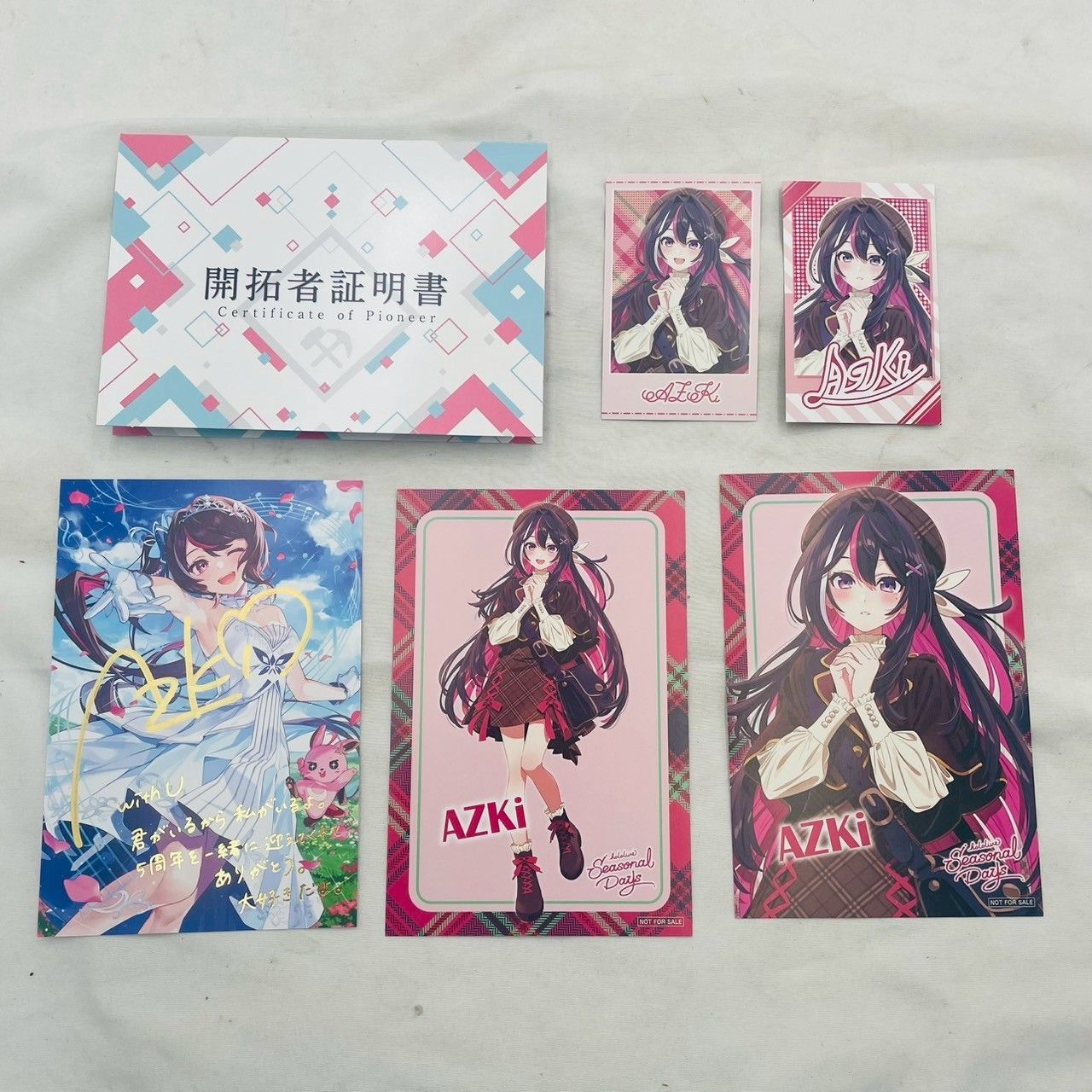 ホロライブ公式 AZKi あずき ポストカード＆開拓者証明書セット 複製サイン入り?VTuber グッズ?ファン必見