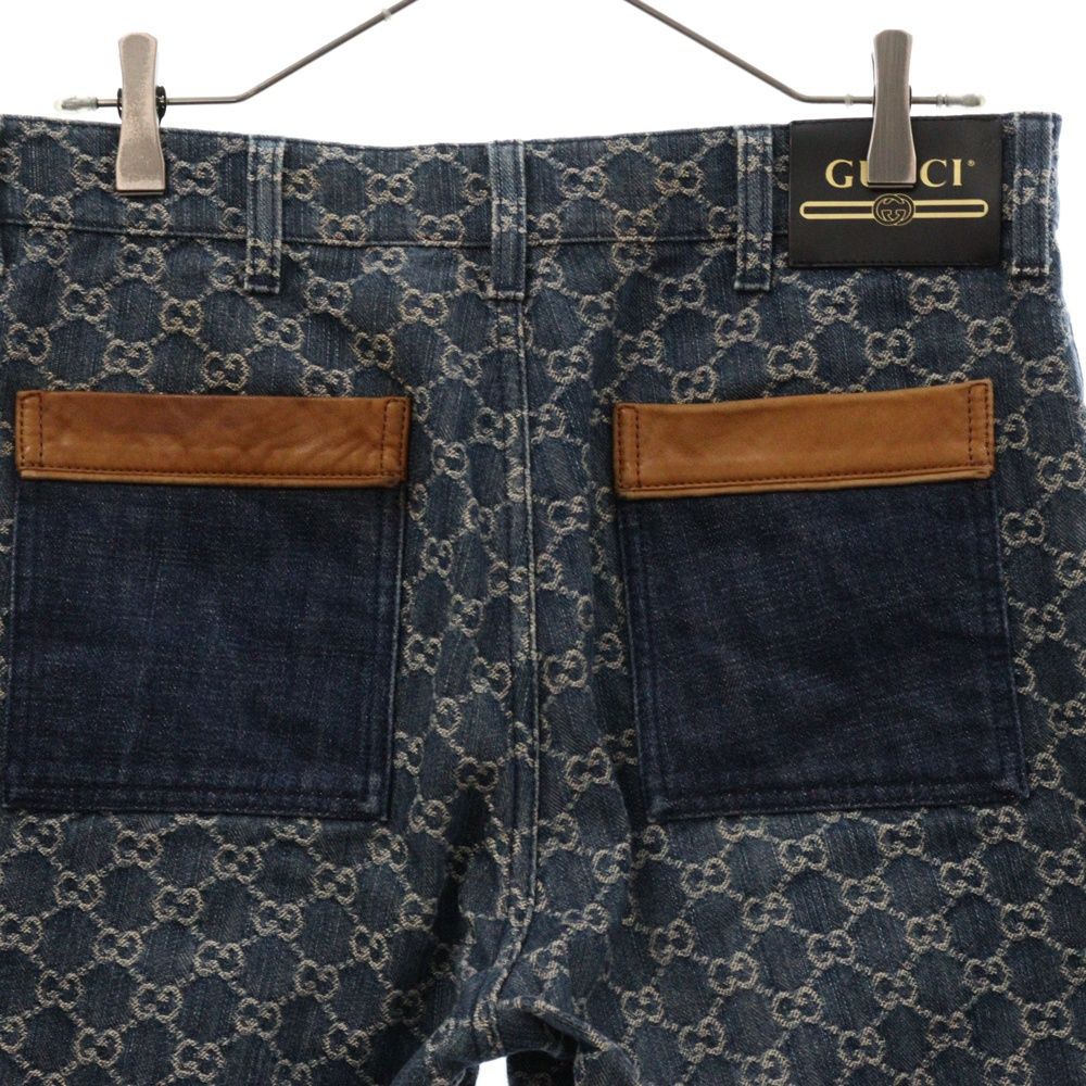 GUCCI (グッチ) エコウォッシュド総柄GGトラウザー デニムパンツ  