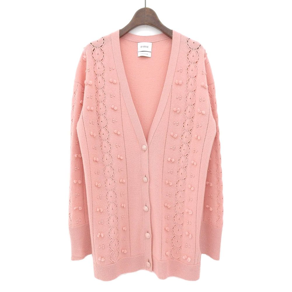 美品 BARRIE バリー カシミヤ100% ニットカーディガン XS ピンク