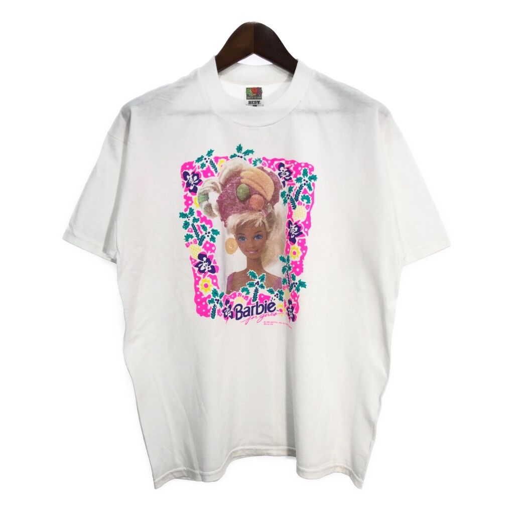 90年代 Barbie バービー 半袖Ｔシャツ ホワイト (メンズ XL)  古着 T0213