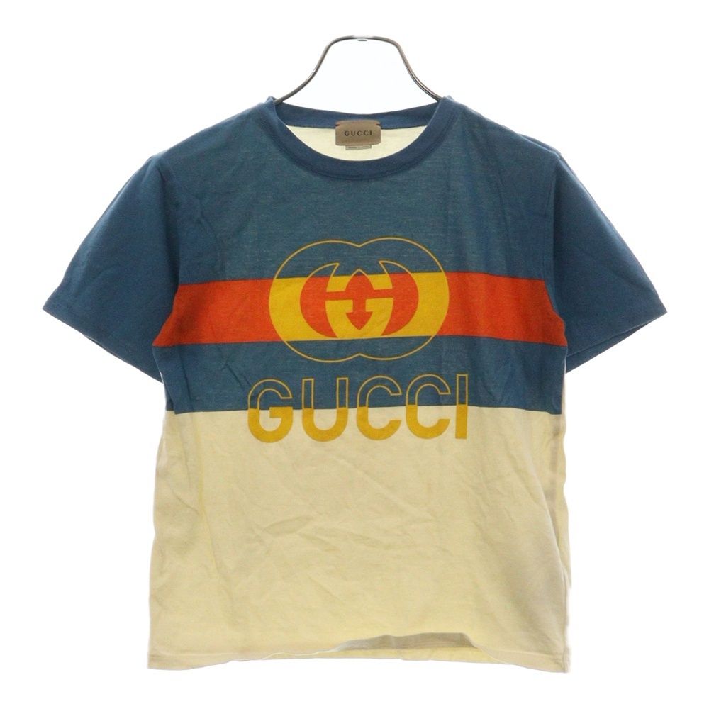 Gucci Tシャツ GUCCI (グッチ) GGプリント半袖Tシャツ 586167 XJEY7 ホワイト/ブルー
