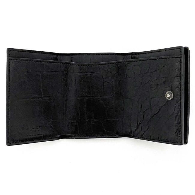 【日本製安い】サンローラン　三つ折り財布　タイニーウォレット ブラック 小物