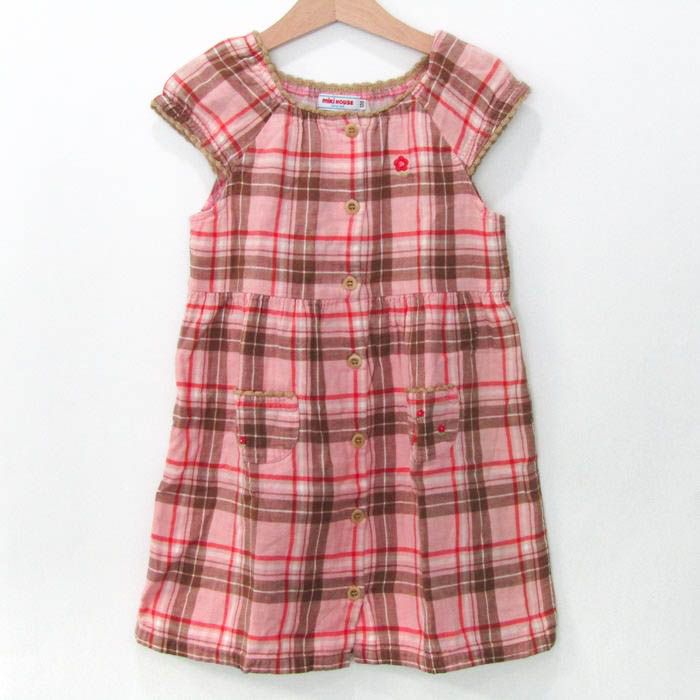 ミキハウス120 女児ワンピースチェック柄