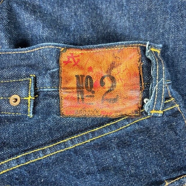 サイズ35 初期EVIS 2004 虎耳 バックベルト 赤 エヴィス エビス EVISU - サイズ35 初期EVIS 2004 虎耳 バックベルト 赤 エヴィス