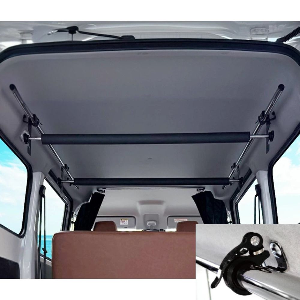 高さ調整3段階 サーフボードや脚立も パイプホルダー黒 ルームキャリアセット ＋ マルチキャリアハンガー タウンエース バン S403 S413 R2 9- Hyog