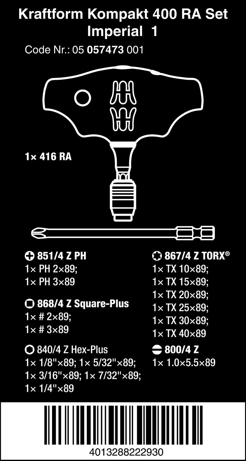 WERA ヴェラ 17点組 Kコンパクトブレードセット 057473