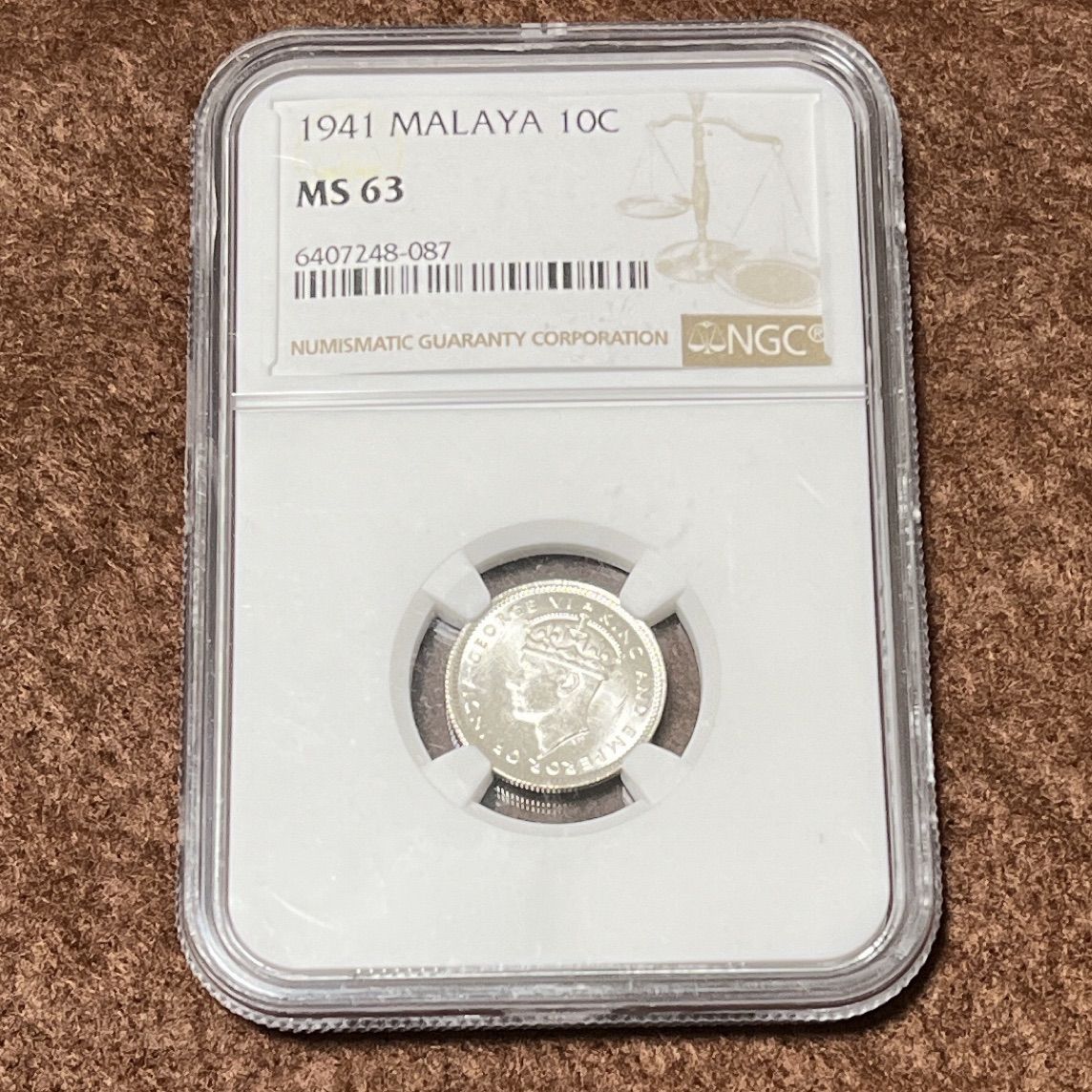 準未使用+ 英領マラヤ 1941年 第2次大戦中 ジョージ6