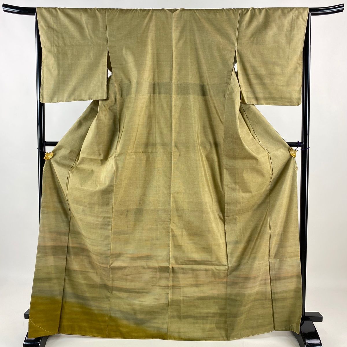 付下げ 身丈170cm 裄丈67cm M 袷 大島紬地 奄美の詩 証紙 霞 薄茶色  