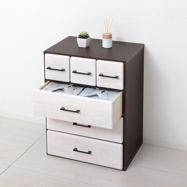 新品] クロシオ(Kuroshio) 天然木自在チェスト6D 引き出し タンス 衣類