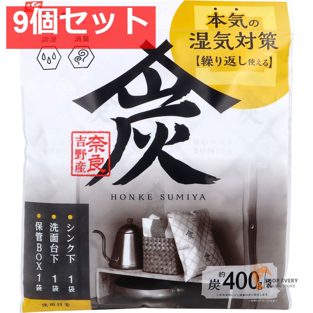 調湿 消臭木炭 本家炭屋 スクエアタイプ M 1個入 9個セット