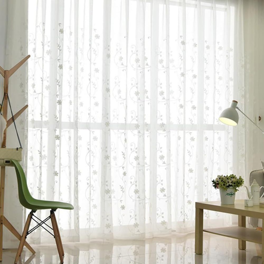 ブラウン葉柄レースカーテン 幅150 丈228 ブラウン葉柄レースカーテン