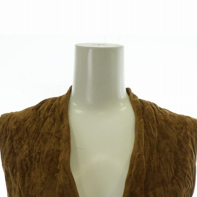 未使用品 イッセイミヤケ ISSEY MIYAKE Vest ベスト ジレ ベロア プリーツ加工 M 茶色 ブラウン IM41-FE901 /XZ ■GY18 レディース イッセイミヤケ ISSEY MIYAKE Vest ベスト ジレ ベロア プリーツ