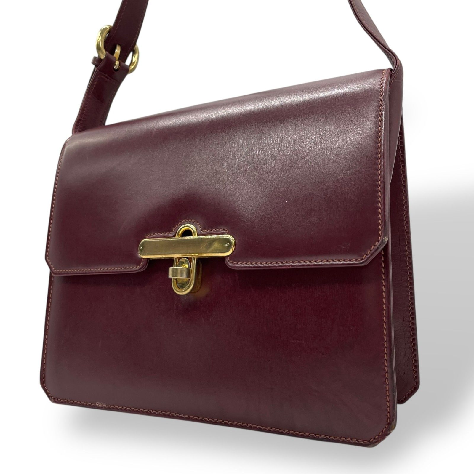 GUCCI グッチ ショルダーバッグ レザー 赤 ボルドー ワイン