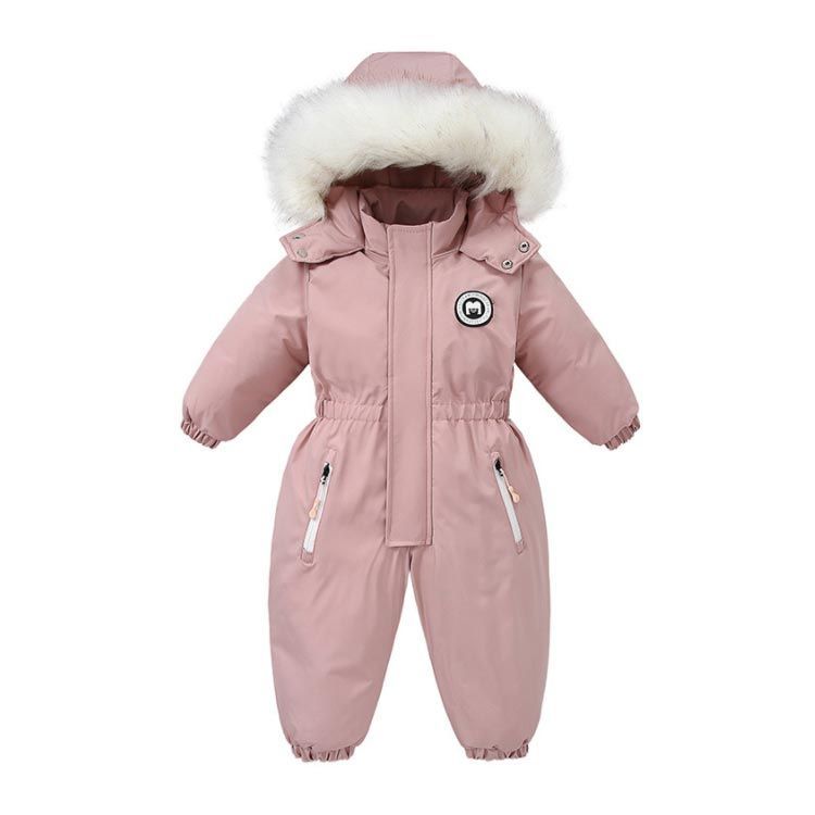 スキーウェア キッズ つなぎ ジャンプスーツ ファー付き ベビー 冬 90