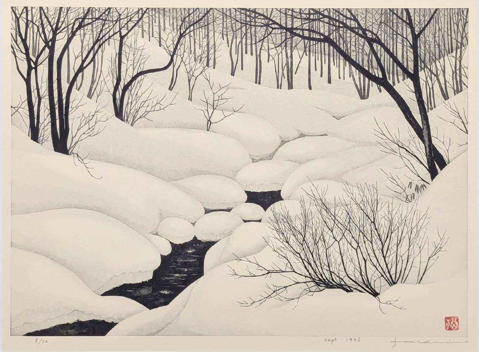 真作】【美品】福井正郎「谷間」【直筆サイン】【木版画】 - メルカリ 