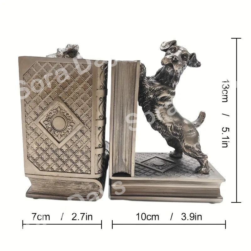ブックエンド 犬 2個セット ブロンズレジン製 犬モチーフ 本立て おしゃれ かわいい インテリア 北欧 アートブックスタンド 春 夏 季節装飾 アンティーク風 書斎 デスク 本棚 オフィス インテリア雑貨 プレゼント ギフト バレンタイン イースター