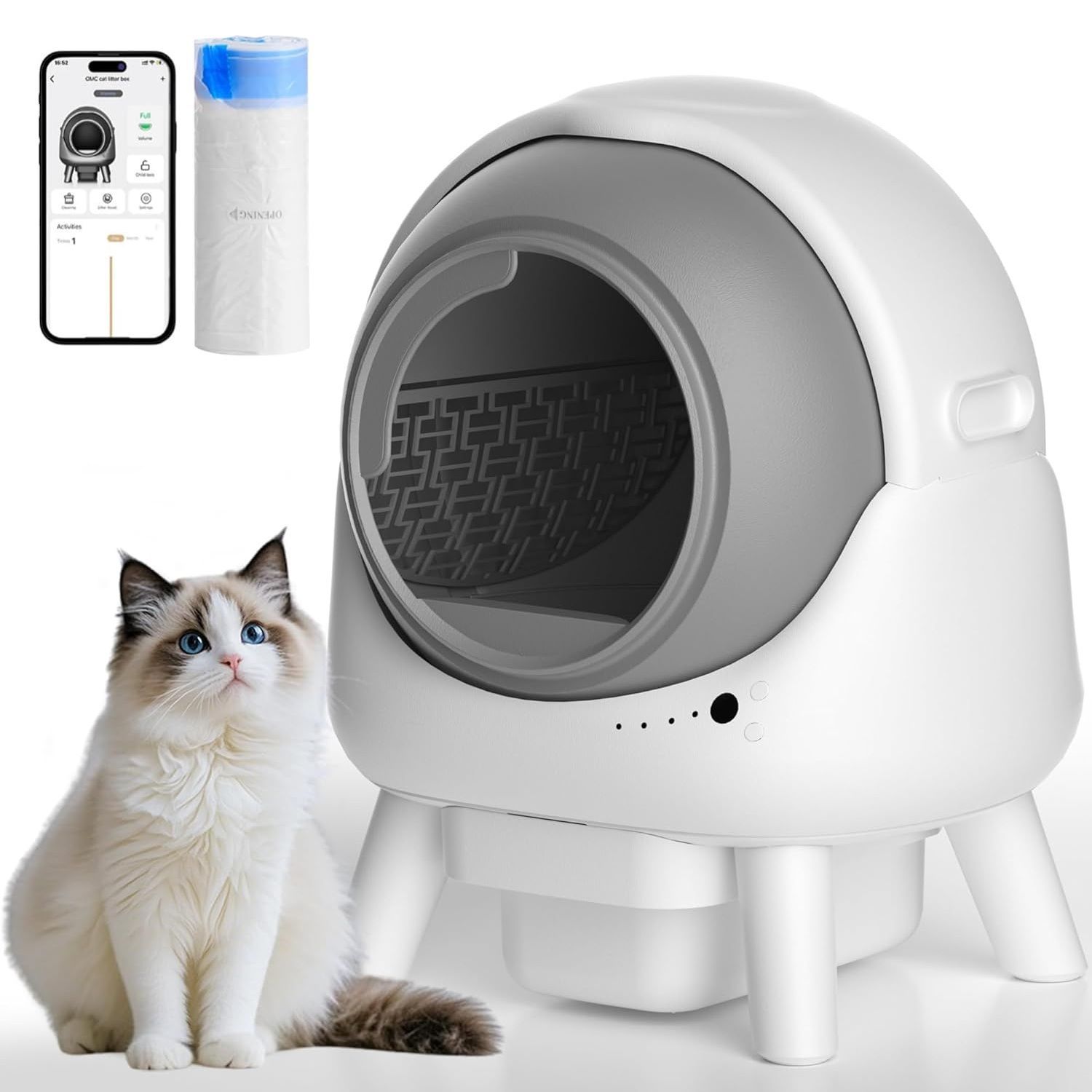 AORTD 自動猫トイレ 遠隔操作＆自動清掃 多頭飼い対応 脱臭設計 臭い漏れ防止 大型猫もOK スマホで遠隔操作 留守番中も安心 大容量 猫用トイレ iOS Android対応 簡単組立 日本語説明書付き