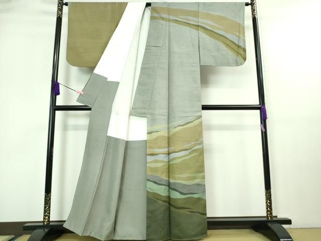 4k2163 石川県指定無形文化財　牛首紬　白山工房　手織り　訪問着　袷　正絹 楽天市場】【中古】 本場牛首紬 リサイクル 着物 正絹 袷 石川県