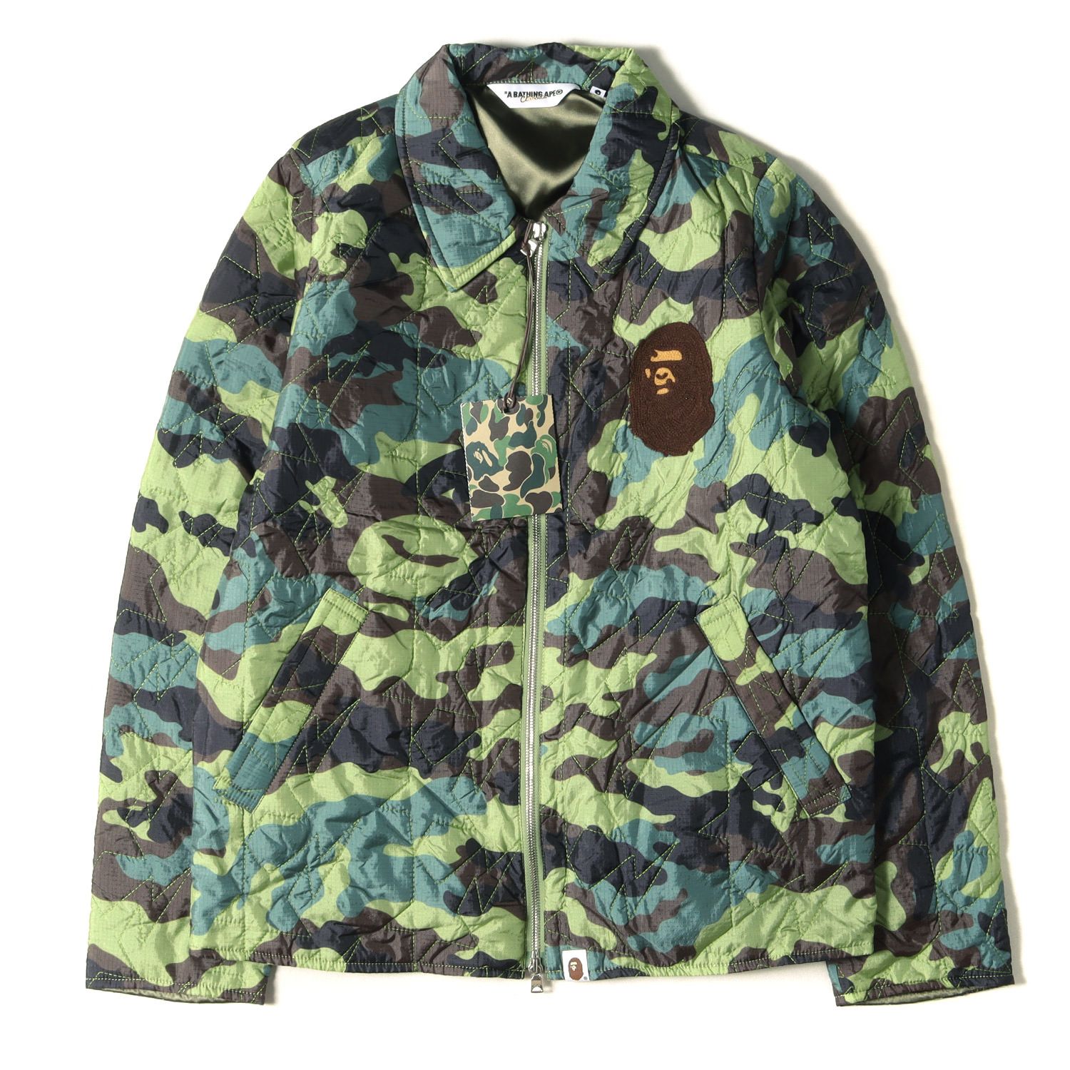 新品 A BATHING APE ア ベイシング エイプ STAキルティング 猿 迷彩 スーベニアジャケット グリーンカモ S カジュアル カモフラ アウター ブルゾン