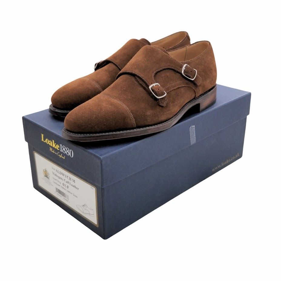 美品 Loake 1880 CANNON Suede ローク ダブルモンクストラップ ドレスシューズ ブラウン スウェード 箱付き(品番違い)