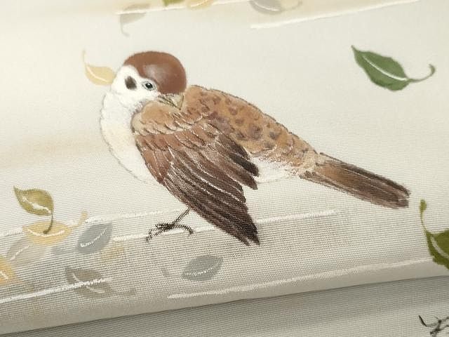 平和屋着物○塩瀬 九寸名古屋帯 舞花文 雄黄色 金彩 正絹 逸品