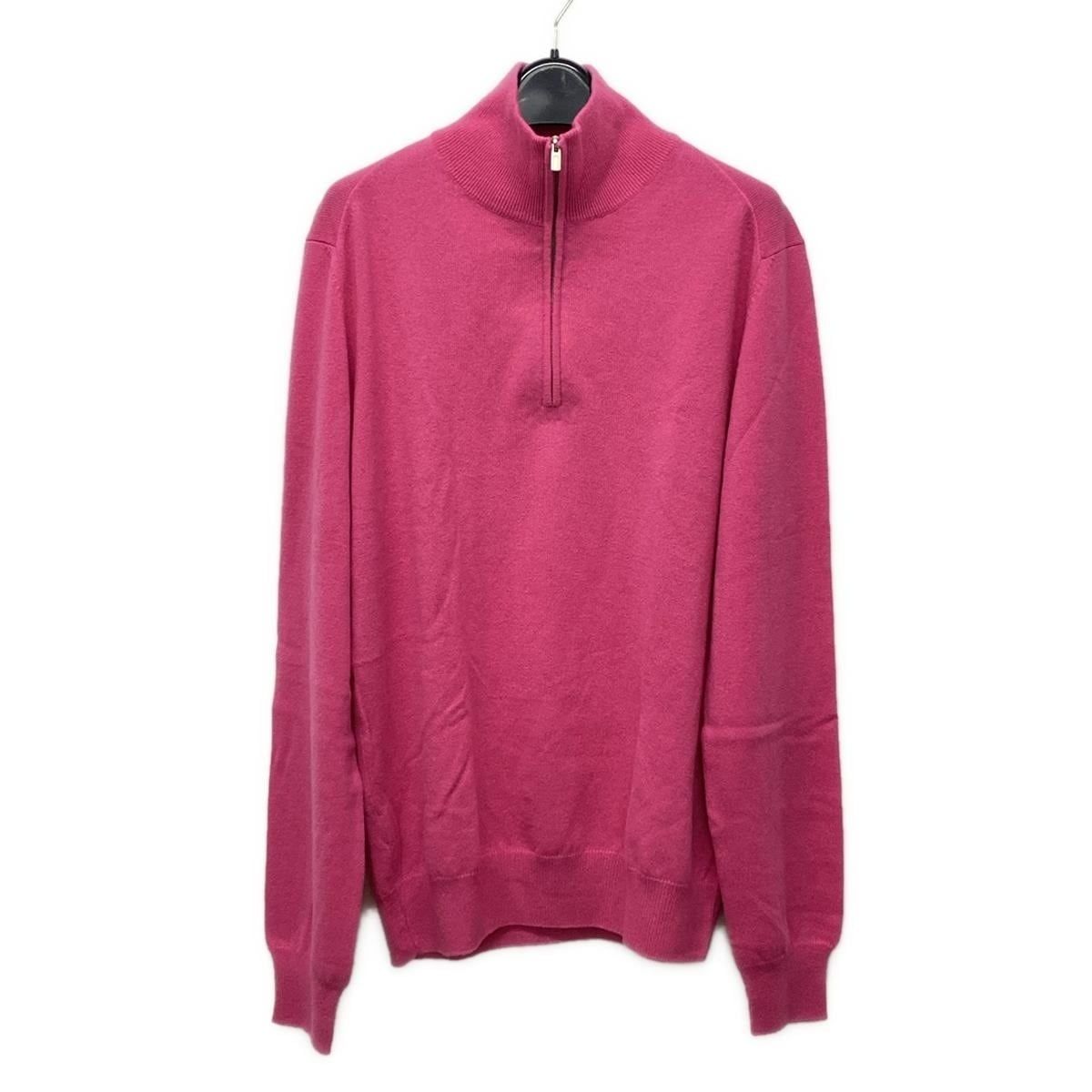 HERMES(エルメス) 長袖セーター サイズM メンズ美品  ハーフジップ ピンク ハイネック/カシミヤ