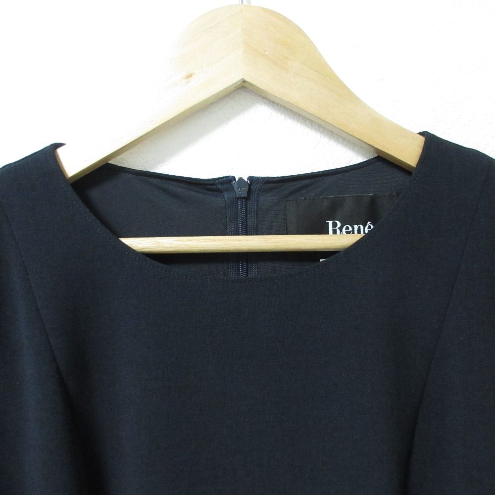 Rene ルネ コーティングパール ストレッチ パフスリーブ フレアワンピース Rene ルネ コーティングパール ストレッチ パフスリーブ フレア