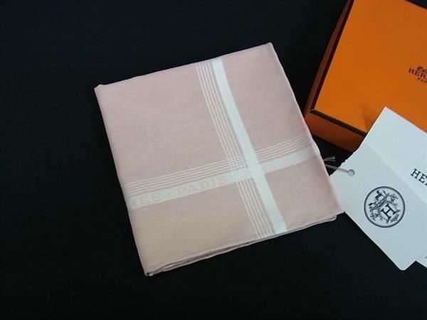 HERMES エルメス コットン ハンカチーフ スカーフ レディース ライトピンク系 FD8585