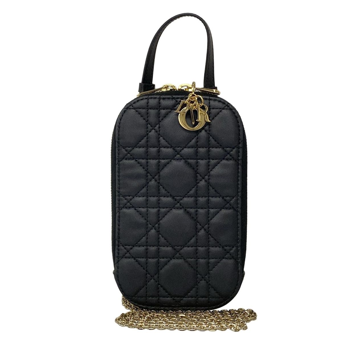 DIOR ChristianDior ディオール クリスチャンディオール 携帯電話ケース レディディオール 黒 スマートフォンケース レザー