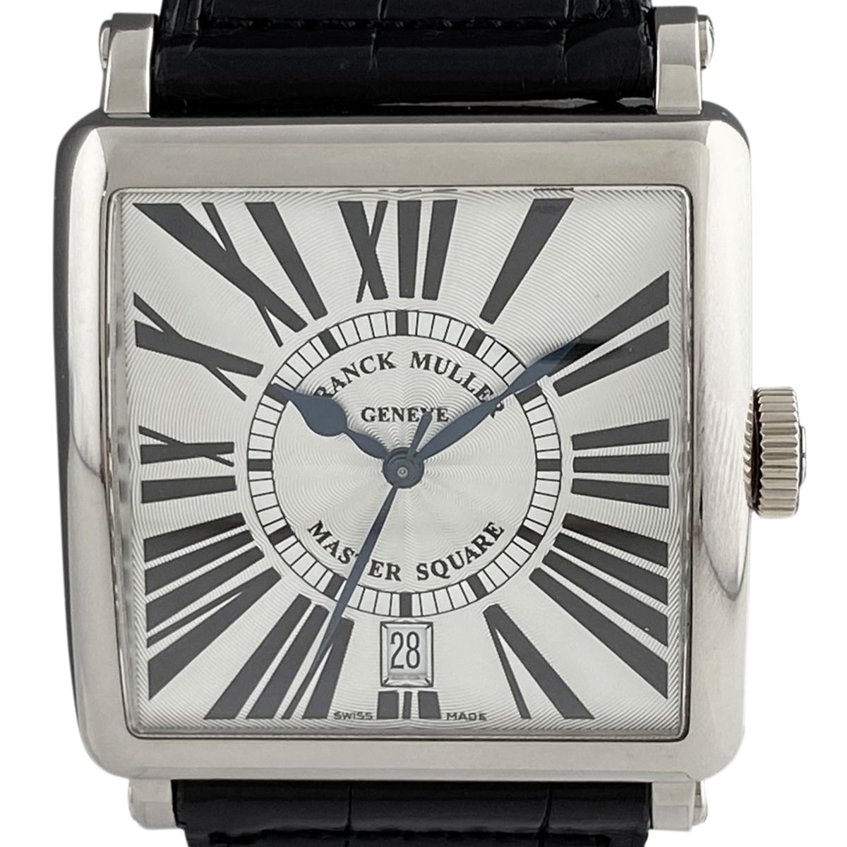 フランクミュラー FRANCK MULLER マスタースクエア ローマン ギョーシェ 6000HSCDT 腕時計 WG レザー 自動巻き シルバー メンズ 【中古】