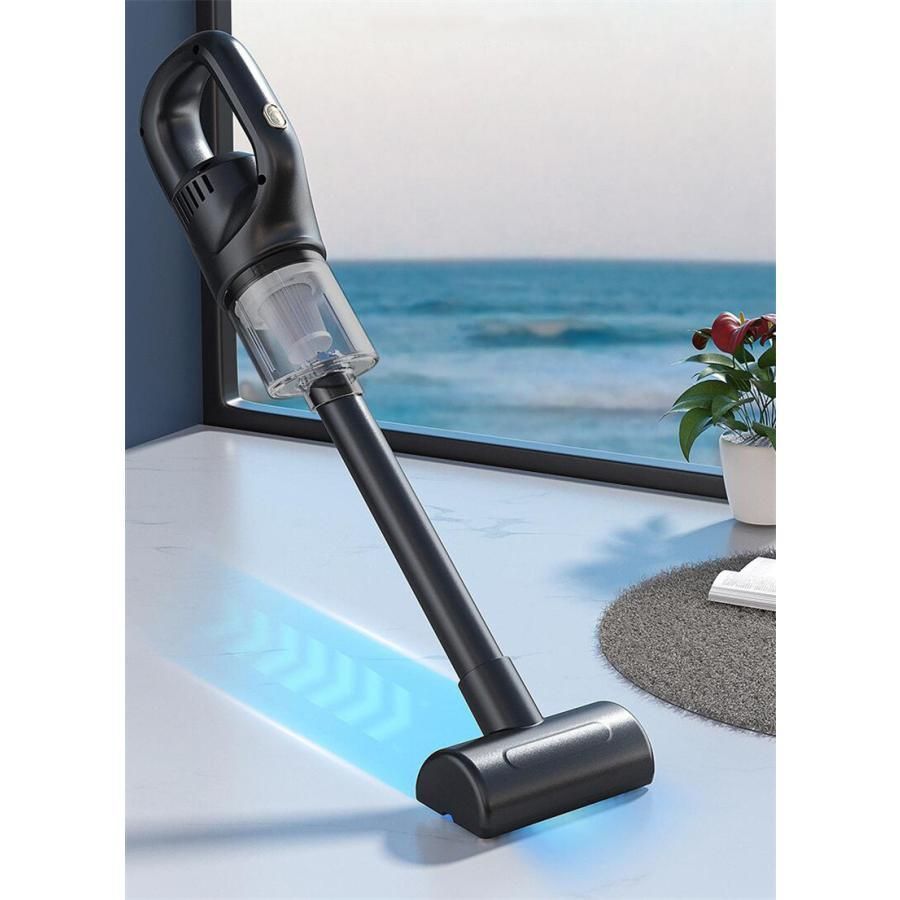 コードレス掃除機 LEDライト 低ノイズ (15000paブラック) コードレス