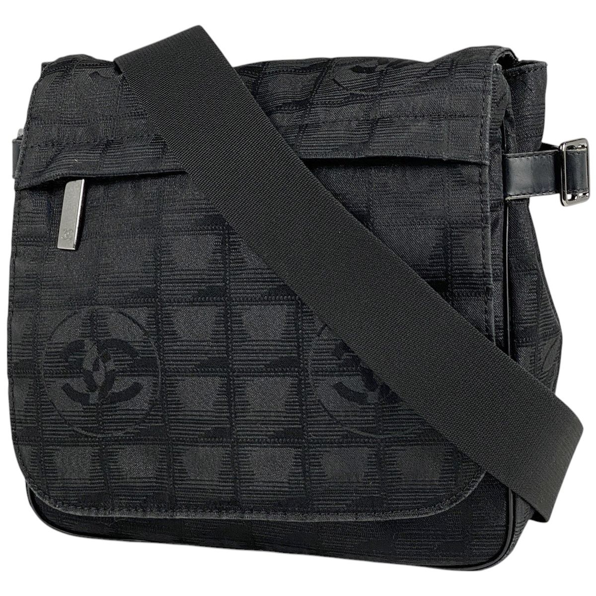 シャネル CHANEL ニュートラベルライン ショルダーバッグ ココマーク ショルダーバッグ ナイロンジャガード ブラック レディース
