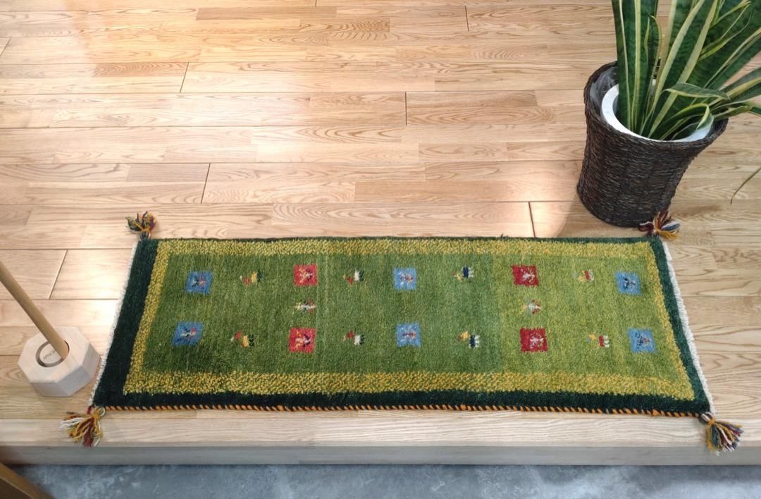 ペルシャ　ギャッベ ミニランナー　120×43 黄金色　糸杉 ペルシャ ギャッベ ミニランナー 120×43 黄金色 糸杉 （ペルシャ