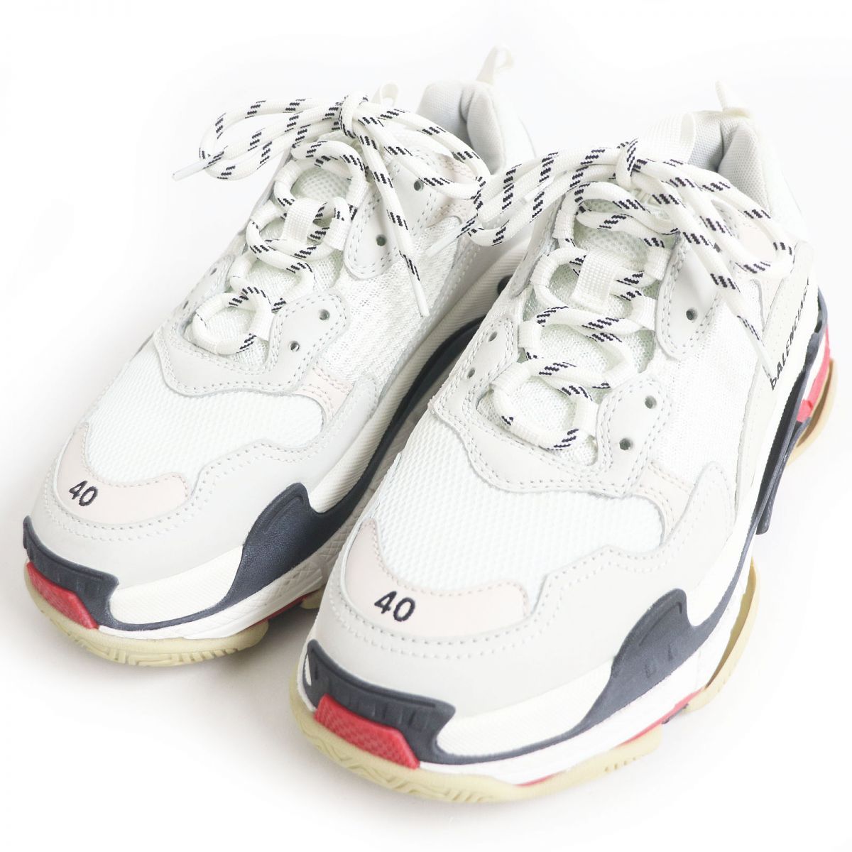 美品□BALENCIAGA/バレンシアガ 524037 Triple-S トリプルS レースアップ ダッドスニーカー/ボリュームシューズ アイボリー系  40 箱付き - メルカリ