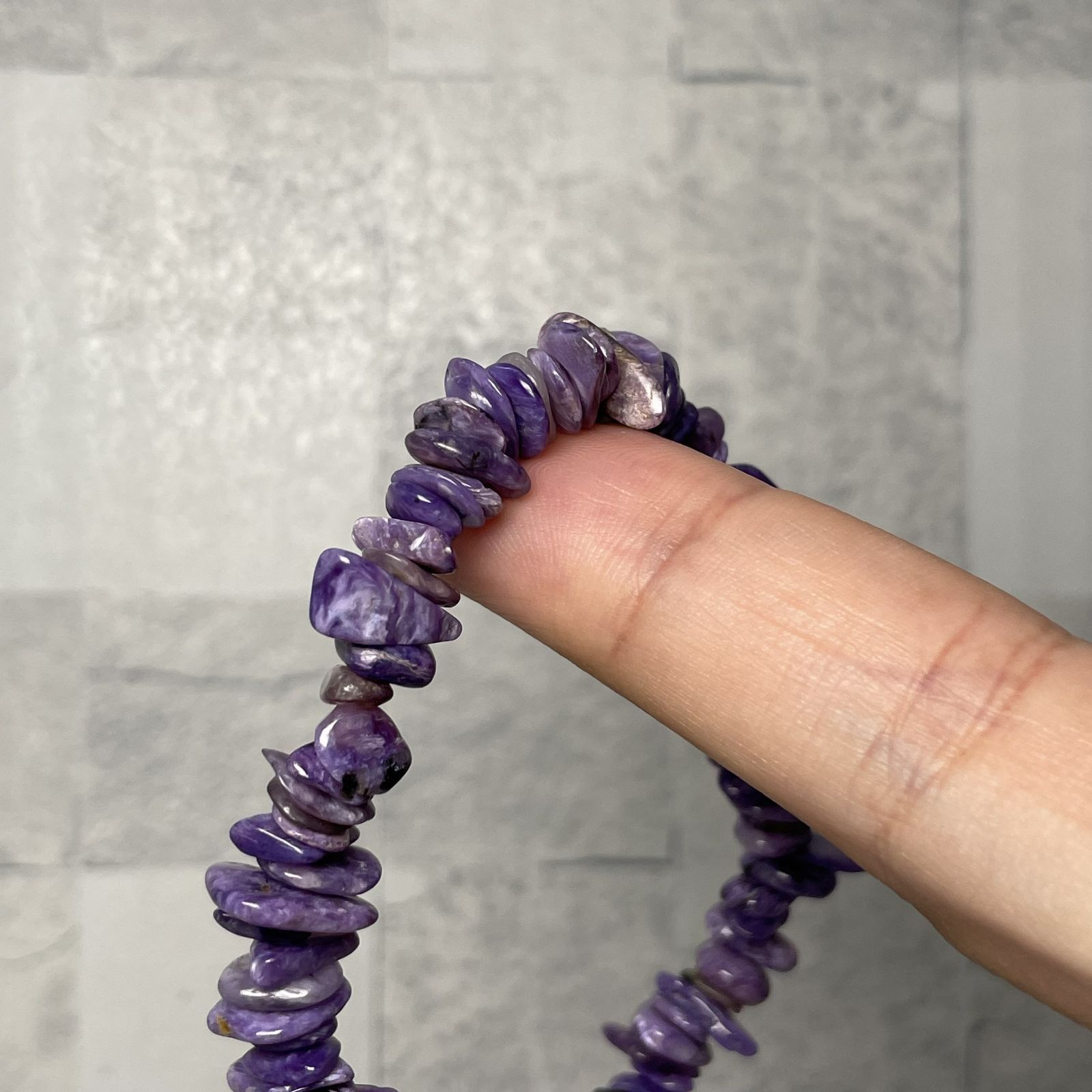 チャロアイト さざれブレスレット 珠 4~12mm 内径 17.5cm
