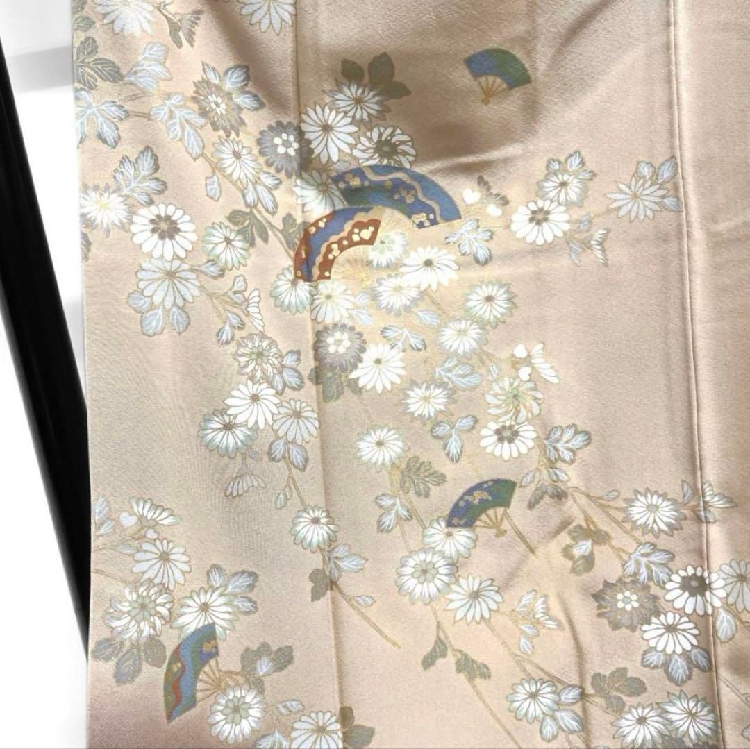 染の北川 手描き友禅 訪問着 仮絵羽 未仕立て品 金駒 雪輪に花々 正絹