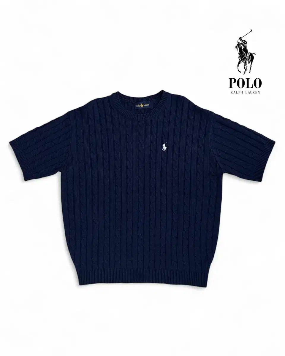 ポロ ラルフローレン ケーブルニット半袖 ネイビー L - メルカリ