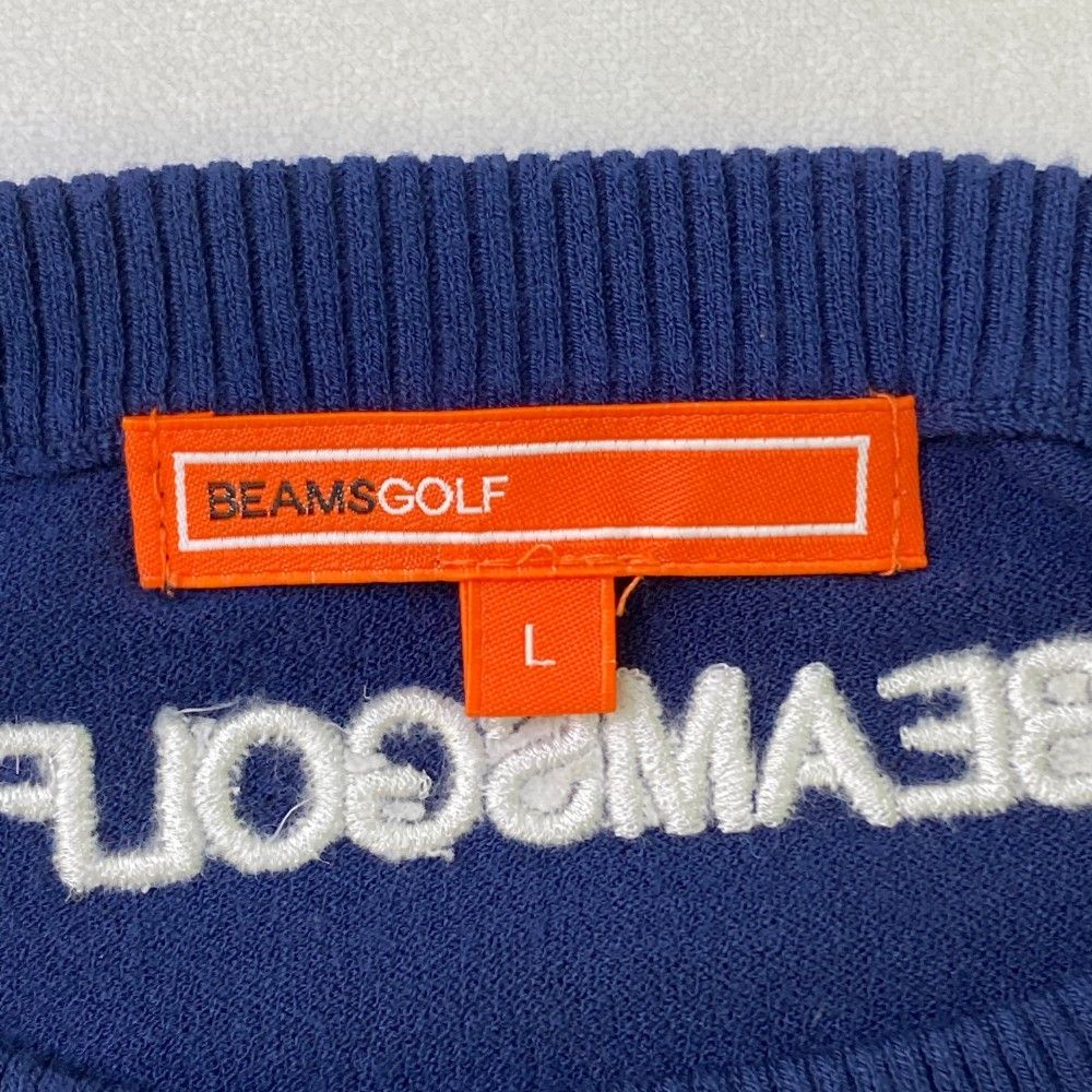 サイズ：L BEAMS GOLF ビームスゴルフ  クルーネック 長袖ニットセーター  ネイビー系 [240101417184] ゴルフウェア レディース ストスト BEAMS GOLF ビームスゴルフ クルーネック 長袖ニットセーター