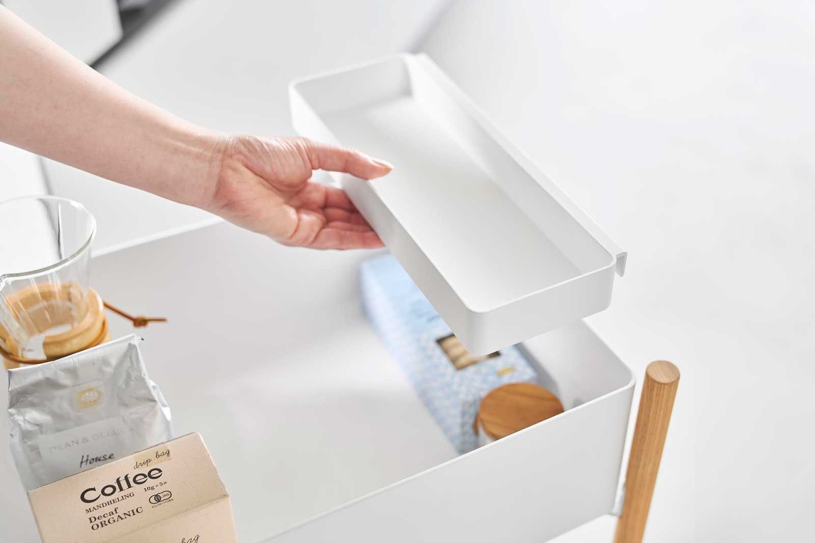 収納ワゴン キャスター付き 山崎実業 RIN リン 小物トレー付き下段が棚の収納ワゴン 2段 10182 ナチュラル SPORTUS 沖縄 NEXPOTALLINN_EU