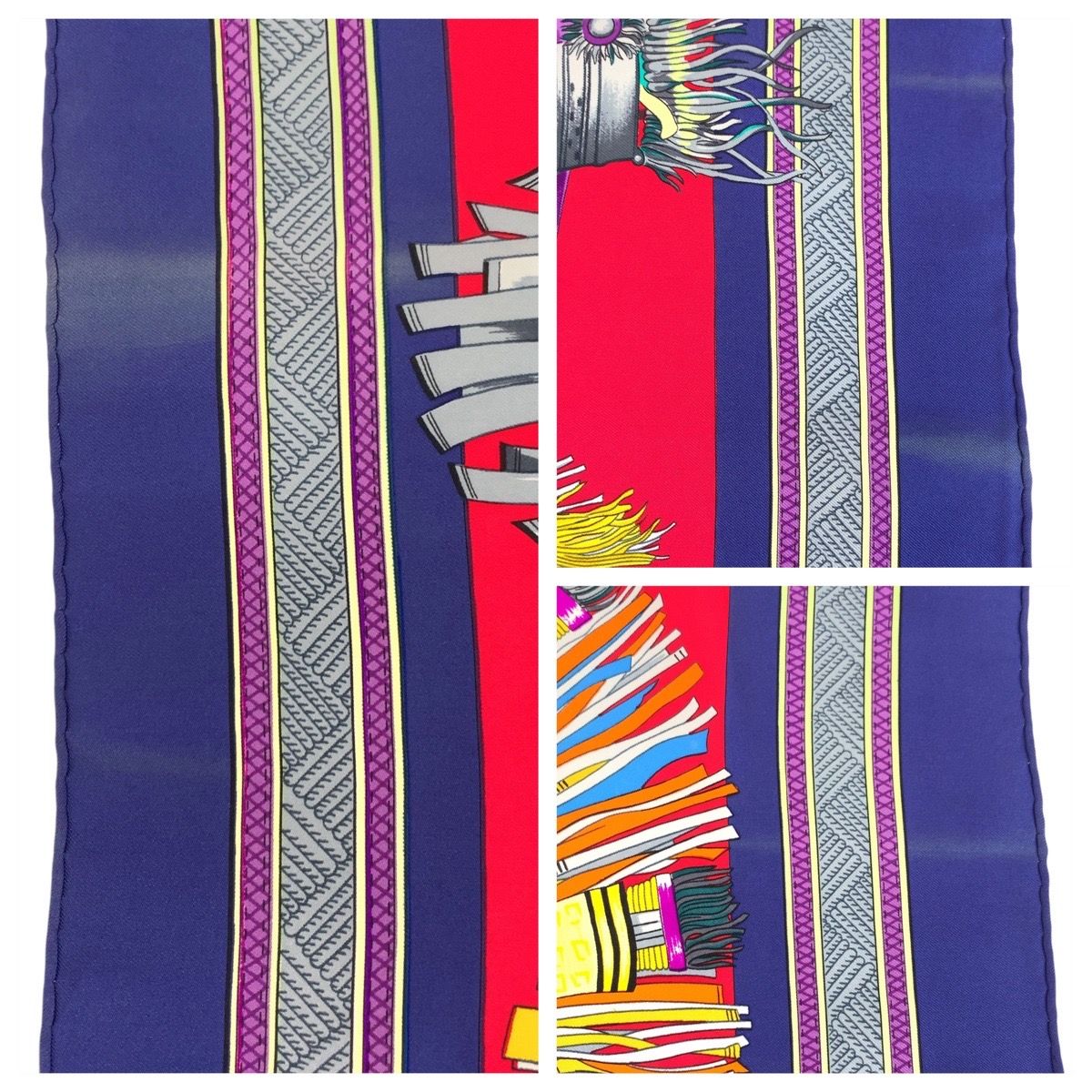 【超美品】エルメス カレ90 LIle Deserte スカーフ HERMES HERMES エルメス CUIRS DU DESERT カレ90 レッド ブルー マルチ