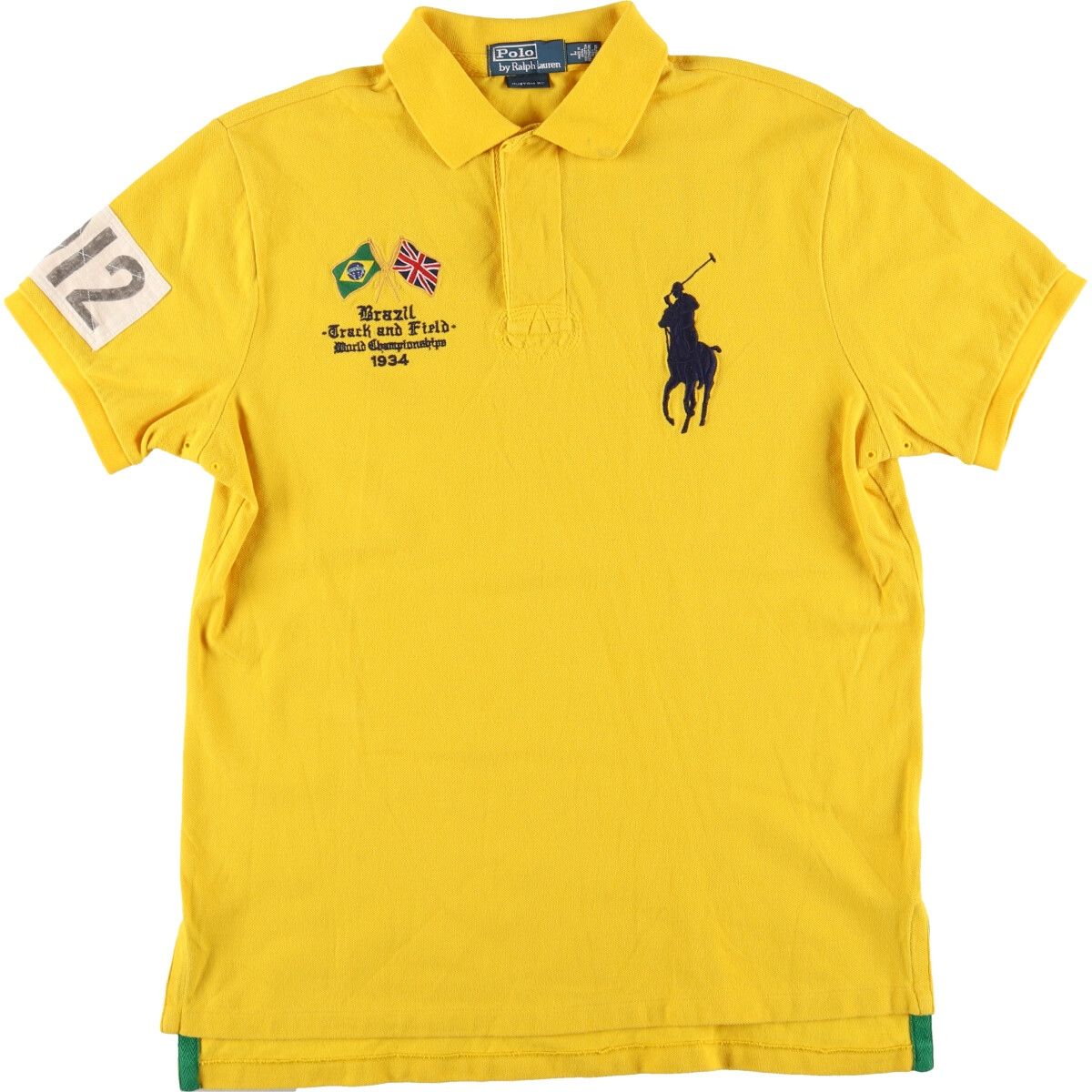 古着 ラルフローレン Ralph Lauren POLO by Ralph Lauren CUSTOM FIT ビッグポニー バック刺繍 ナンバリング 半袖 ラガーシャツ/eaa427595