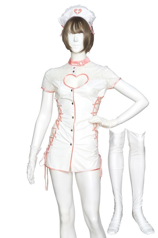 ナース服 コスプレ衣装 ホワイト　シュガー SugarWhip エナメルキャットナース ホワイト [ナース コスプレ