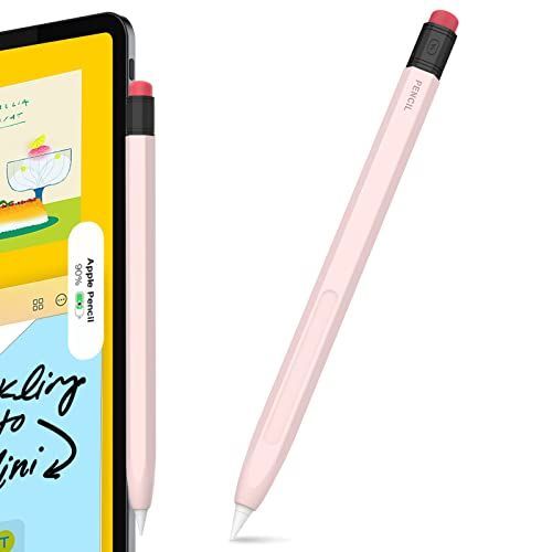 ピンク AhaStyle Apple Pencil 第二世代用シリコン保護ケース 鉛筆レトロデザイン 柔らかなシリコン材質 Apple Pencil 第二世代のみに適用 ワイヤレス充電対応 ピンク