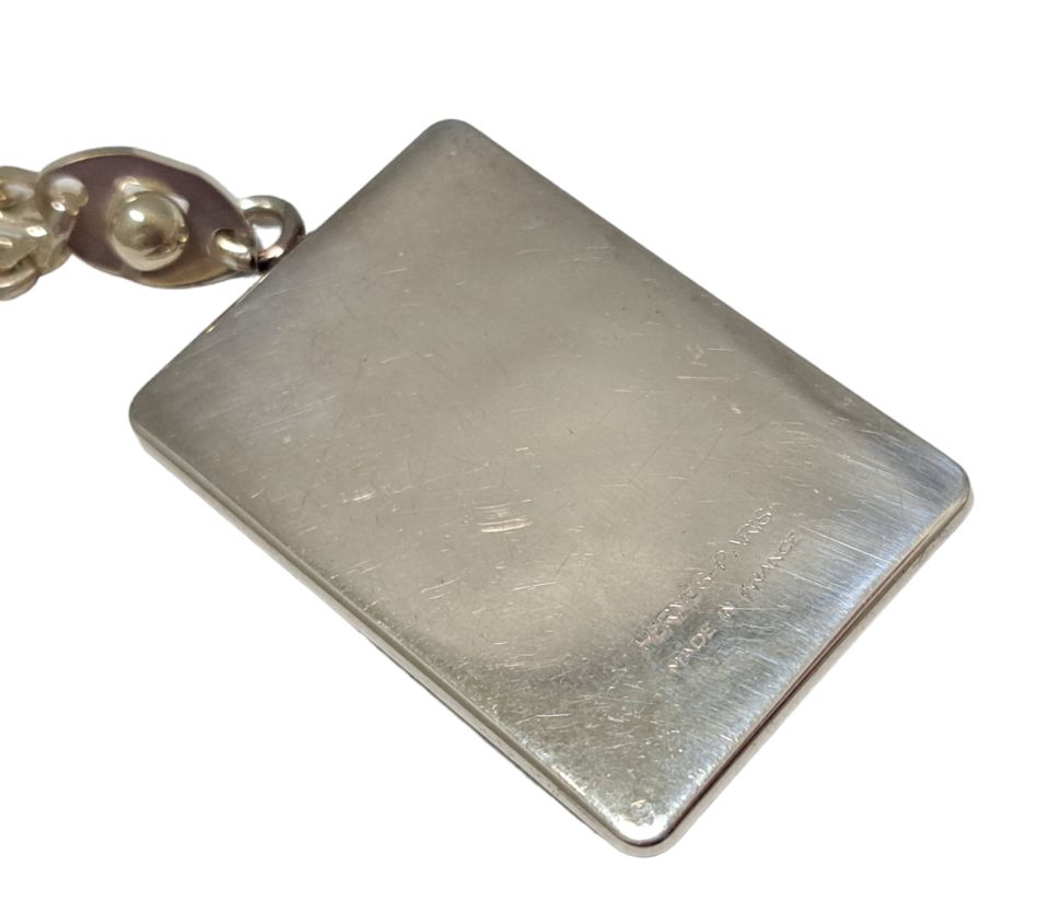 エルメス キーホルダー チャーム エマイユ 七宝焼 赤 シルバー