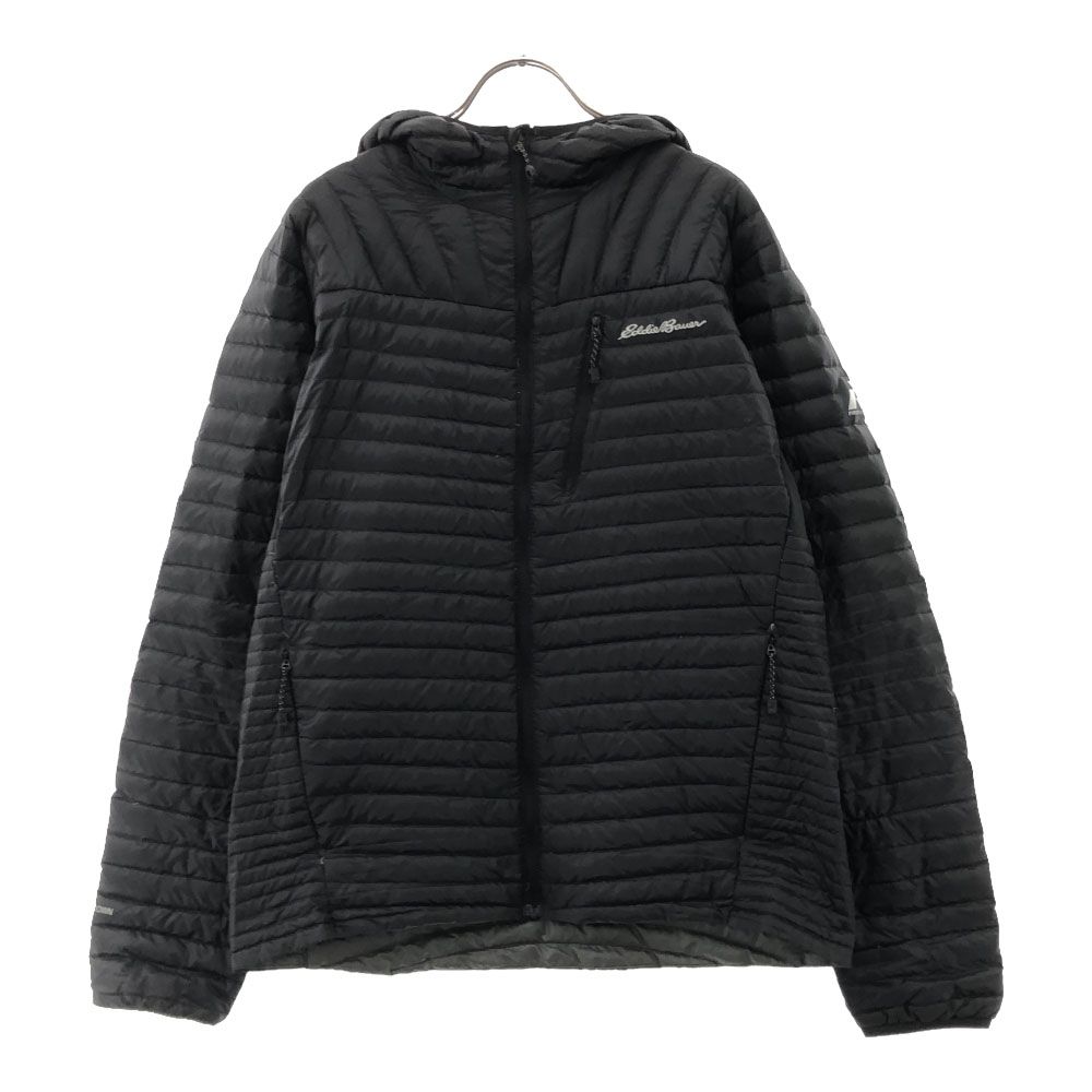 エディーバウアー ロゴプリント フード付き ダウンジャケット M ブラック Eddie Bauer メンズ