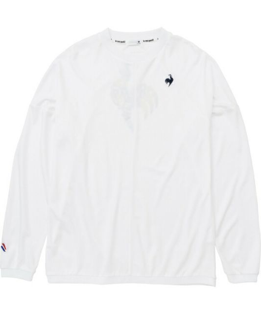 le coq sportif ルコック プリントロングスリーブシャツ ホワイト XO QMMWJB03 WH | 衣類 服 トップス Tシャツ ロングスリーブ 長袖 Tシャツ ロンT サンクリーン 遮熱 クーリング効果 切り替えデザイン