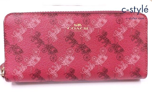 Q748 [人気] COACH コーチ 長財布 ラウンドファスナー レッド F87926 | Q