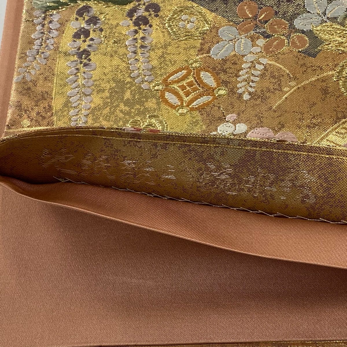 袋帯 正絹 金糸金箔 四季花柄刺繍 蒔絵 扇面草花紋 美品 袋帯 正絹 金糸金箔 四季花柄刺繍 蒔絵 扇面草花紋 美品 - メルカリ